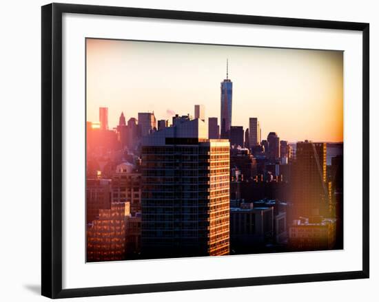 Instants of NY Series - NYC Cityscape with the One World Trade Center (1WTC) at Sunset-Philippe Hugonnard-Framed Photographic Print