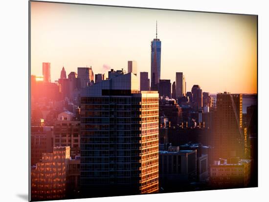 Instants of NY Series - NYC Cityscape with the One World Trade Center (1WTC) at Sunset-Philippe Hugonnard-Mounted Photographic Print