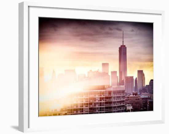 Instants of NY Series - NYC Cityscape with the One World Trade Center (1WTC) at Sunset-Philippe Hugonnard-Framed Photographic Print