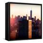 Instants of NY Series - NYC Cityscape with the One World Trade Center (1WTC) at Sunset-Philippe Hugonnard-Framed Stretched Canvas