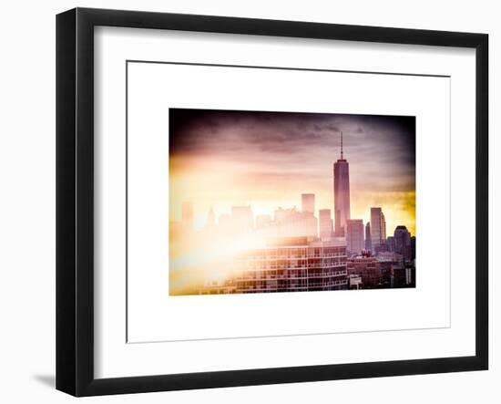 Instants of NY Series - NYC Cityscape with the One World Trade Center (1WTC) at Sunset-Philippe Hugonnard-Framed Art Print