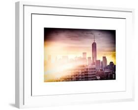 Instants of NY Series - NYC Cityscape with the One World Trade Center (1WTC) at Sunset-Philippe Hugonnard-Framed Art Print