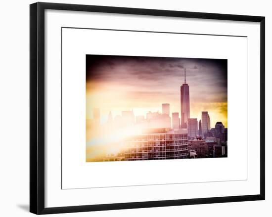 Instants of NY Series - NYC Cityscape with the One World Trade Center (1WTC) at Sunset-Philippe Hugonnard-Framed Art Print