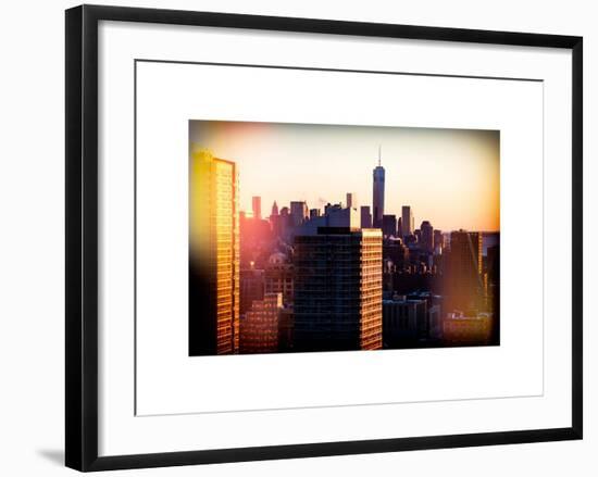 Instants of NY Series - NYC Cityscape with the One World Trade Center (1WTC) at Sunset-Philippe Hugonnard-Framed Art Print