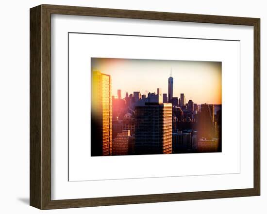 Instants of NY Series - NYC Cityscape with the One World Trade Center (1WTC) at Sunset-Philippe Hugonnard-Framed Art Print