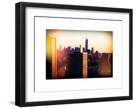 Instants of NY Series - NYC Cityscape with the One World Trade Center (1WTC) at Sunset-Philippe Hugonnard-Framed Art Print