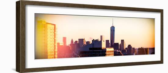Instants of NY Series - NYC Panoramic Cityscape with the One World Trade Center (1WTC) at Sunset-Philippe Hugonnard-Framed Photographic Print