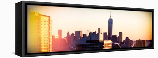 Instants of NY Series - NYC Panoramic Cityscape with the One World Trade Center (1WTC) at Sunset-Philippe Hugonnard-Framed Stretched Canvas