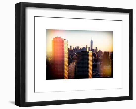 Instants of NY Series - NYC Skyline at Sunset with the One World Trade Center (1WTC)-Philippe Hugonnard-Framed Art Print