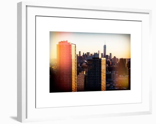 Instants of NY Series - NYC Skyline at Sunset with the One World Trade Center (1WTC)-Philippe Hugonnard-Framed Art Print