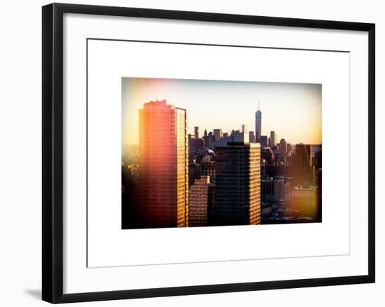 Instants of NY Series - NYC Skyline at Sunset with the One World Trade Center (1WTC)-Philippe Hugonnard-Framed Art Print