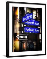 Instants of NY Series - NYC Street Signs in Manhattan by Night - New York-Philippe Hugonnard-Framed Photographic Print