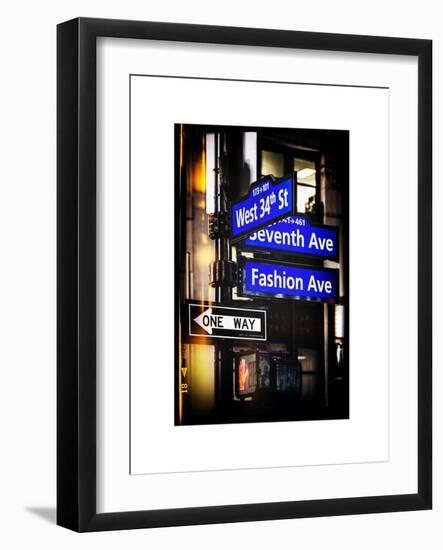 Instants of NY Series - NYC Street Signs in Manhattan by Night - New York-Philippe Hugonnard-Framed Art Print