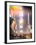 Instants of NY Series - NYC Urban Scene at Times Square during a Snowstorm by Night-Philippe Hugonnard-Framed Photographic Print