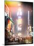Instants of NY Series - NYC Urban Scene at Times Square during a Snowstorm by Night-Philippe Hugonnard-Mounted Photographic Print