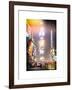 Instants of NY Series - NYC Urban Scene at Times Square during a Snowstorm by Night-Philippe Hugonnard-Framed Art Print