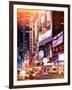 Instants of NY Series - NYC Urban Scene with Yellow Taxis by Night - 42nd Street and Times Square-Philippe Hugonnard-Framed Photographic Print