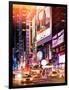 Instants of NY Series - NYC Urban Scene with Yellow Taxis by Night - 42nd Street and Times Square-Philippe Hugonnard-Framed Photographic Print