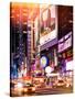 Instants of NY Series - NYC Urban Scene with Yellow Taxis by Night - 42nd Street and Times Square-Philippe Hugonnard-Stretched Canvas