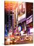 Instants of NY Series - NYC Urban Scene with Yellow Taxis by Night - 42nd Street and Times Square-Philippe Hugonnard-Stretched Canvas