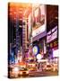 Instants of NY Series - NYC Urban Scene with Yellow Taxis by Night - 42nd Street and Times Square-Philippe Hugonnard-Stretched Canvas