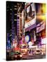 Instants of NY Series - NYC Urban Scene with Yellow Taxis by Night - 42nd Street and Times Square-Philippe Hugonnard-Stretched Canvas