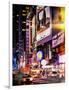 Instants of NY Series - NYC Urban Scene with Yellow Taxis by Night - 42nd Street and Times Square-Philippe Hugonnard-Framed Photographic Print