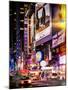 Instants of NY Series - NYC Urban Scene with Yellow Taxis by Night - 42nd Street and Times Square-Philippe Hugonnard-Mounted Photographic Print