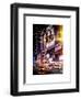 Instants of NY Series - NYC Urban Scene with Yellow Taxis by Night - 42nd Street and Times Square-Philippe Hugonnard-Framed Art Print