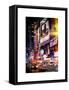 Instants of NY Series - NYC Urban Scene with Yellow Taxis by Night - 42nd Street and Times Square-Philippe Hugonnard-Framed Stretched Canvas