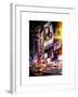 Instants of NY Series - NYC Urban Scene with Yellow Taxis by Night - 42nd Street and Times Square-Philippe Hugonnard-Framed Art Print