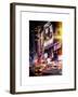 Instants of NY Series - NYC Urban Scene with Yellow Taxis by Night - 42nd Street and Times Square-Philippe Hugonnard-Framed Art Print