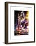 Instants of NY Series - NYC Urban Scene with Yellow Taxis by Night - 42nd Street and Times Square-Philippe Hugonnard-Framed Art Print