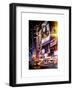 Instants of NY Series - NYC Urban Scene with Yellow Taxis by Night - 42nd Street and Times Square-Philippe Hugonnard-Framed Art Print