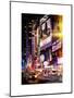Instants of NY Series - NYC Urban Scene with Yellow Taxis by Night - 42nd Street and Times Square-Philippe Hugonnard-Mounted Art Print