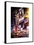 Instants of NY Series - NYC Urban Scene with Yellow Taxis by Night - 42nd Street and Times Square-Philippe Hugonnard-Framed Stretched Canvas