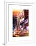 Instants of NY Series - NYC Urban Scene with Yellow Taxis by Night - 42nd Street and Times Square-Philippe Hugonnard-Framed Art Print