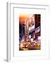 Instants of NY Series - NYC Urban Scene with Yellow Taxis by Night - 42nd Street and Times Square-Philippe Hugonnard-Framed Art Print