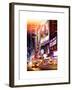 Instants of NY Series - NYC Urban Scene with Yellow Taxis by Night - 42nd Street and Times Square-Philippe Hugonnard-Framed Art Print