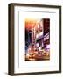 Instants of NY Series - NYC Urban Scene with Yellow Taxis by Night - 42nd Street and Times Square-Philippe Hugonnard-Framed Art Print