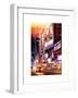 Instants of NY Series - NYC Urban Scene with Yellow Taxis by Night - 42nd Street and Times Square-Philippe Hugonnard-Framed Art Print