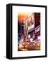 Instants of NY Series - NYC Urban Scene with Yellow Taxis by Night - 42nd Street and Times Square-Philippe Hugonnard-Framed Stretched Canvas