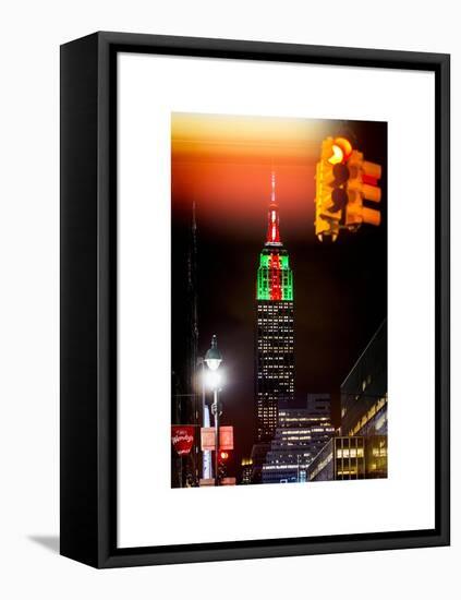 Instants of NY Series - NYC Urban Street Scene - The Empire State Building with a Red Light-Philippe Hugonnard-Framed Stretched Canvas