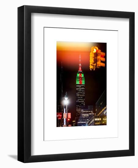 Instants of NY Series - NYC Urban Street Scene - The Empire State Building with a Red Light-Philippe Hugonnard-Framed Art Print