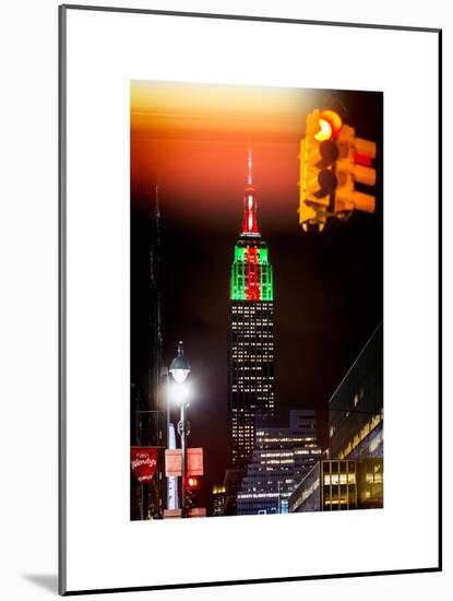 Instants of NY Series - NYC Urban Street Scene - The Empire State Building with a Red Light-Philippe Hugonnard-Mounted Art Print