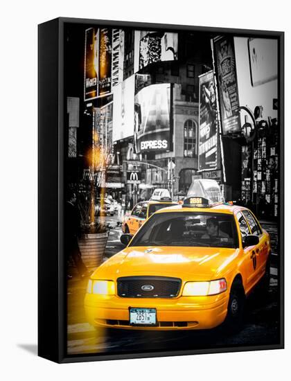 Instants of NY Series - NYC Yellow Taxis / Cabs in Times Square by Night - Manhattan - New York-Philippe Hugonnard-Framed Stretched Canvas