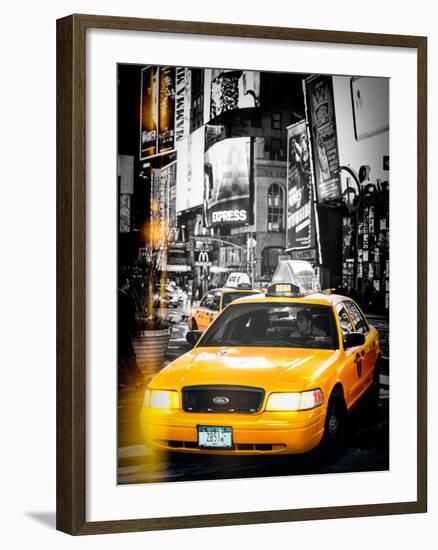 Instants of NY Series - NYC Yellow Taxis / Cabs in Times Square by Night - Manhattan - New York-Philippe Hugonnard-Framed Photographic Print