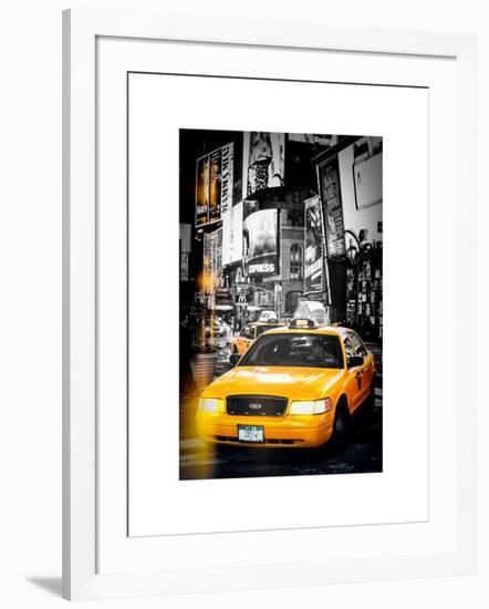 Instants of NY Series - NYC Yellow Taxis / Cabs in Times Square by Night - Manhattan - New York-Philippe Hugonnard-Framed Art Print