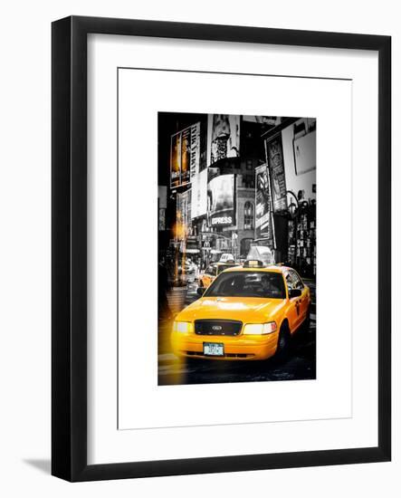 Instants of NY Series - NYC Yellow Taxis / Cabs in Times Square by Night - Manhattan - New York-Philippe Hugonnard-Framed Art Print