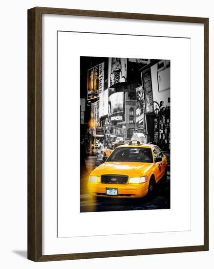 Instants of NY Series - NYC Yellow Taxis / Cabs in Times Square by Night - Manhattan - New York-Philippe Hugonnard-Framed Art Print